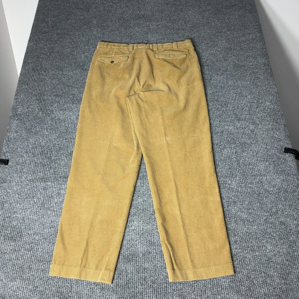 L.L. Bean Corduroy Pants Mens 38 Tan Pleated Front‎ Relaxed Fit 0CYK9